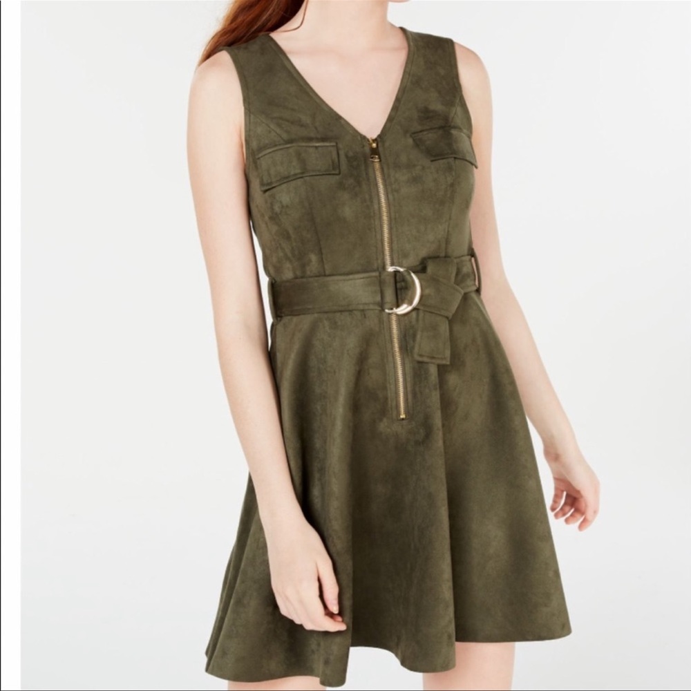 Rosie Harlow Faux Suede Sleeveless Dress Olive Green XL